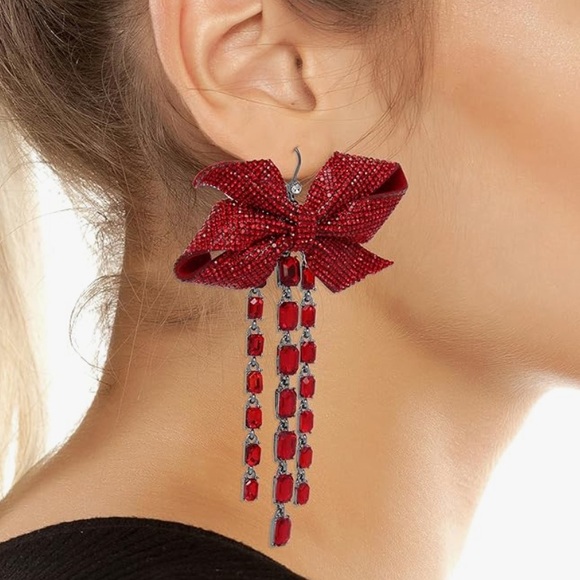 Betsey Johnson Womens Pavé Bow Earrings 🎀 - Picture 2 of 5